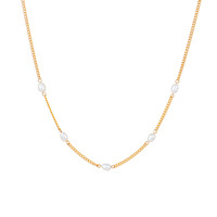 Bijoux Bingxin Minimalistes Plaqués Or 18 carats en Acier Inoxydable Étanche 5 Pièces Perles d'Eau Douce Naturelles Breloques Chaîne Cadeau Bouddhisme