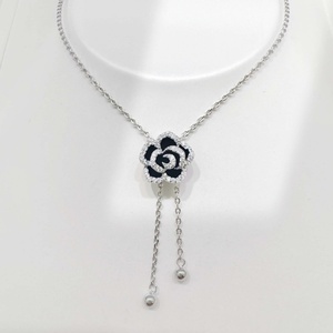 custom plata 925 sterling Silver enamel 18k gold plated necklace fashion bridal hip hop black <b>cross</b> pendant necklaces for women - Product Image 2