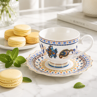 Fabricant de céramique depuis 40 ans, ensemble de 12 tasses à café et soucoupes en porcelaine céramique de style chinois avec motifs floraux bleus