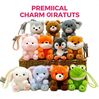 Porte-clés en peluche mini animal mignon en gros, pendentif en peluche animal sauvage assis pour sac à dos, sac, décoration de clé de voiture