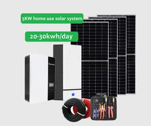 Indonesia home use 220V single phase hybrid solar generator system with Lithium Ion battery 5kw 10kw solar roof