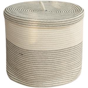 ตะกร้าเก็บของทรงกลม Cotton Way พร้อมฝาปิด ความจุขนาดใหญ่ สำหรับจัดเก็บเสื้อผ้าในห้องนอน ตะกร้าสานทำมือ - Product Image 4