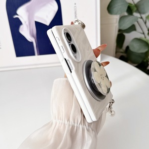 Étui de télé<span class=keywords><strong>phone</strong></span> compatible pour Z Fold 8/Z Flip 8/7, anti-traces de doigts, couleur unie, avec pendentif nœud et support de type <span class=keywords><strong>bracelet</strong></span> - Product Image 3