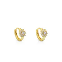Chris April Perhiasan Indah Dalam Stok 925 Perak Murni Berlapis Emas Kustom Vermeil Bejeweled Huggie Earrings
