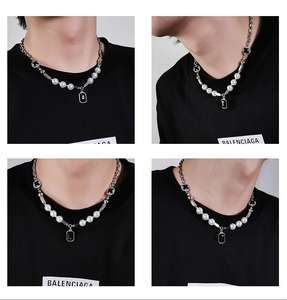 Nouvelle mode Collier de perles en acier inoxydable avec chaîne de perles en ABS pour hommes personnalisé prêt à expédier - Product Image 6