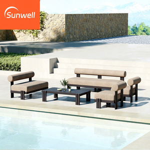 Ensemble <span class=keywords><strong>de</strong></span> canapés <span class=keywords><strong>de</strong></span> <span class=keywords><strong>salon</strong></span> extérieur en aluminium moderne <span class=keywords><strong>de</strong></span> luxe pour cour, villa et hôtel - Imperméable et écologique - Product Image 1