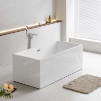 Baignoire carrée moderne autoportante en acrylique pour intérieur/extérieur, baignoire d'angle avec certification CUPC pour hôtels