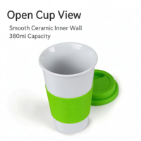 Mug en céramique sans poignée créatif avec manchon en silicone personnalisé, tasse à café, thé au lait, logo personnalisé pour cadeaux promotionnels d'entreprise