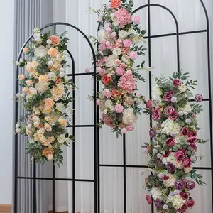 Toptan yapay ipek çiçek masa koşucu uzun çiçek sıra masa Centerpiece düğün dekor için merdiven çiçek