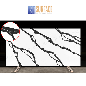 Piedra de ingeniería de cuarzo de 3200x1600mm, piedra Artificial negra, piedra de cuarzo Calacatta para encimeras de cuarzo de mesa - Product Image 1
