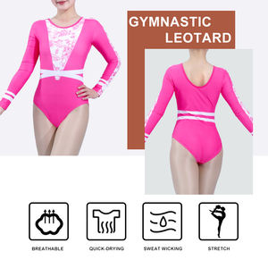 Justaucorps de gymnastique unisexe personnalisé, manches 3/4, costume rythmique, logo d'équipe, compétition, léger, broderie 3D, décoration en cristal - Product Image 3