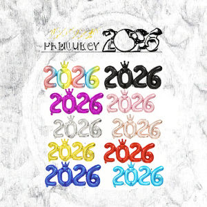 ลูกโป่งฟอยล์ตัวเลขปีใหม่ดิจิตอล Crown 2026 ขนาด 11-25 ซม. สำหรับผู้ใหญ่ งานปาร์ตี้วันปีใหม่ ฉากหลัง - Product Image 3