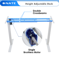 Bureau debout électrique moderne réglable en hauteur avec moteur brushless unique et double traverses