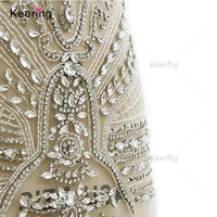 Neues Produkt Brust Pailletten Big Crystal Flower Stripe Kristall Strass Applique WDP-370