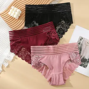 Mutandine in pizzo a vita alta in poliestere mutandine da donna Lingerie Sexy biancheria intima da donna per ragazza mutandine - Product Image 1