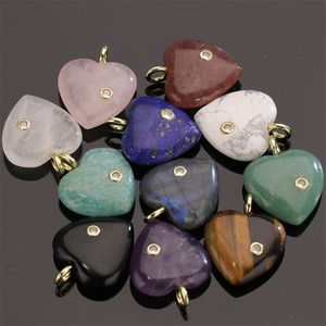 All'ingrosso naturale vero quarzo pietre preziose e pietra di cristallo gioielli amore cuore collana ciondolo - Product Image 5