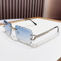 Lunettes de soleil sans monture personnalisées serties de diamants avec une tige haute