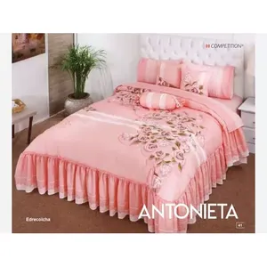 Set Copripiumino Antonietta Matrimoniale con Ricami Floreali Stile Principessa, Set da Letto 7 Pezzi in Poliestere per Tutte le Stagioni - Product Image 5