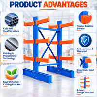 Étagère cantilever multi-niveaux réglable robuste, capacité 500 kg, pour barres d'acier, tuyaux en PVC, barres d'aluminium, marchandises longues