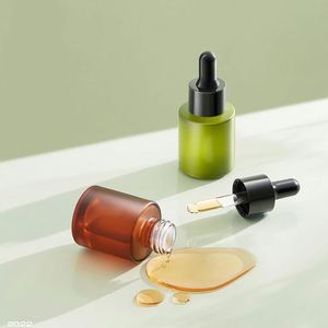 Hot Sale 100pcs 30ml Multi-color Premium Frosted Green Glass Cosmetics Oil <b>Dropper</b> Screw Cap Refined Oil <b>Bottle</b> - Product Image 4