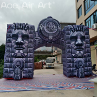 Arche géante gonflable LED en forme de totem maya, visage de pierre tribal ancien, portail d'entrée gonflable pour parc à thème, décoration de fête jungle