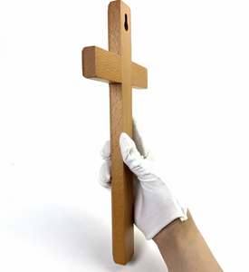 Cruz de Pared de Madera de Haya Maciza de 12 Pulgadas, Decoración Religiosa Hecha a Mano, Regalo Católico Cristiano Moderno y Minimalista para el Hogar o la Iglesia - Product Image 5