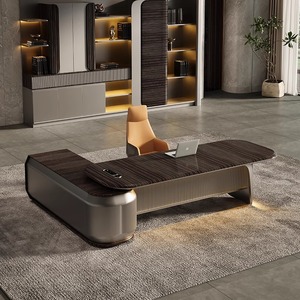 Scrivania Presidenziale a L in MDF con Tecnologia Moderna, Pannello Laccato, Arredamento per Ufficio e Sala Riunioni, Ufficio Modulare - Product Image 3
