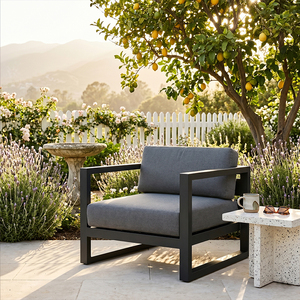 Canapé individuel d'extérieur en aluminium avec <span class=keywords><strong>coussin</strong></span> imperméable à séchage rapide, système de salon combinable pour villa, balcon, toit et terrasse - Product Image 1