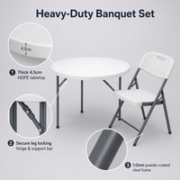 Table à tréteaux moderne et portable en plastique durable, plateau de 4,5 cm d'épaisseur et cadre renforcé, idéale pour les entrées d'hôtels et les salles à manger commerciales