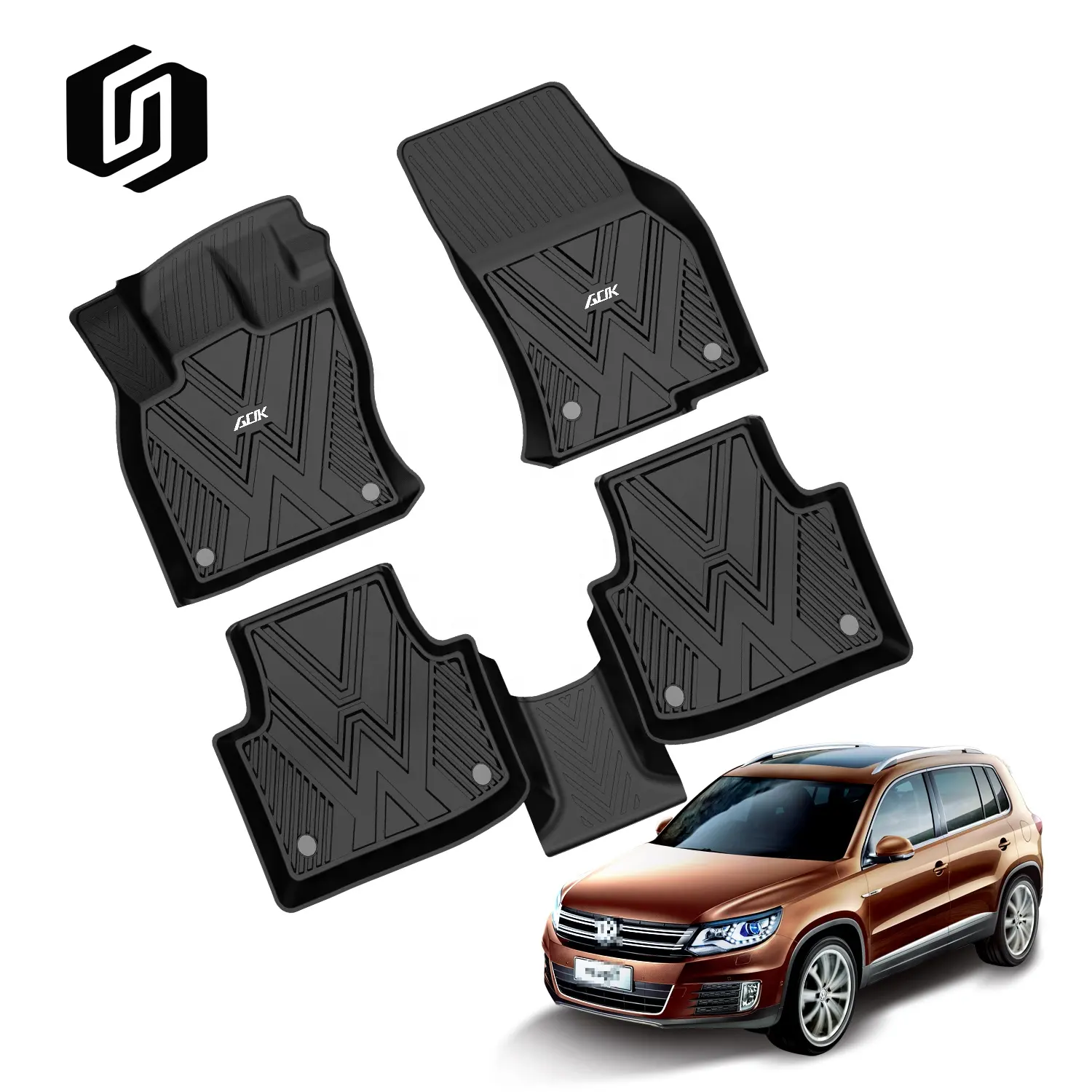 Universele Populaire Auto Accessoires 3D Rubber Tpe Auto Voetmatten//Voor Volkswagen Tiguan 2018 +