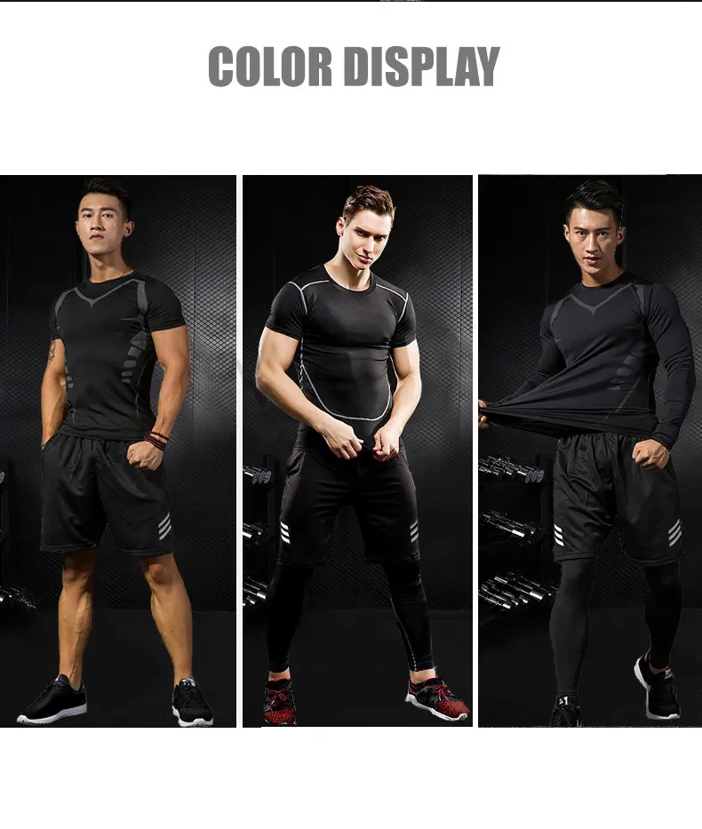 Medias transpirables personalizadas para hombre, ropa deportiva de compresión de secado rápido, conjuntos de fitness para gimnasio, camisas de compresión para hombre