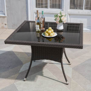 मईबल्स डी जर्डिन पैक्स 5 पीसी आधुनिक एल्यूमीनियम धातु बाहरी कुर्सी समशीड ग्लास टेबल रतन फर्नीचर गार्डन सेट - Product Image 4