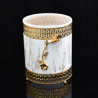 Boîte à mouchoirs et poubelle de luxe en métal de style Moyen-Orient Arabie Saoudite pour hôtel domestique 2 pièces avec design en marbre