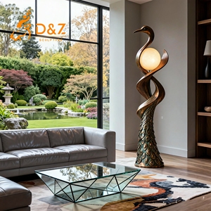 D&amp;Z Art Group Custom Modern Abstract Tall <strong>Bronze</strong> <strong>Peacock</strong> Floor Lamp Luxury Hotel Villa Decoration - Product Image 4