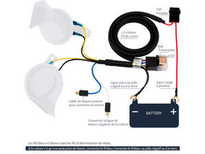 <span class=keywords><strong>Klaxon</strong></span> de voiture F-FARBIN <span class=keywords><strong>12V</strong></span> 150dB, <span class=keywords><strong>klaxon</strong></span> à air chromé en zinc, double tube, argent, avec compresseur, pompe à air, relais - Product Image 2