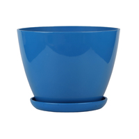 Pot de fleurs en plastique PP rouge brillant avec soucoupe, durable, léger, personnalisation des couleurs, trous de drainage pour la maison et le jardin