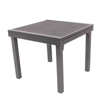 Table de repas extensible d'extérieur moderne Joyeleisure, réglable, 90/180 cm, gris foncé, plateau en verre, métal durable, mobilier d'extérieur