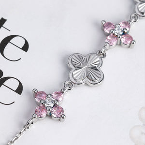 Grace gioiello di san valentino bracciale quadrifoglio personalizzato in argento 925 per regalo da donna - Product Image 3