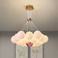 Lustre moderne en fer style crème, boule lune, LED doré, hauteur réglable, luminaire suspendu protecteur pour les yeux, chambre d'enfant, salon