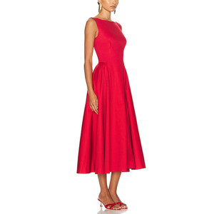 Nouvelle robe longue sexy à col rond sans manches, dos nu, modèle ajusté, texture féminine, pour le début du printemps - Product Image 4