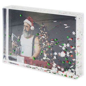 Cadre <span class=keywords><strong>photo</strong></span> acrylique liquide personnalisé avec paillettes vertes trèfle à quatre feuilles, flocon de <span class=keywords><strong>neige</strong></span> et sapin de Noël, cadeau de Noël en gros 4 x 6 pouces - Product Image 5