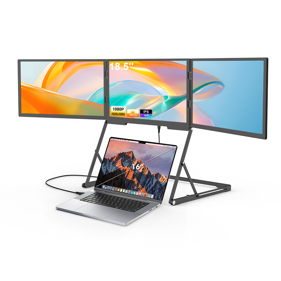 New Model 2026 Full HD Triple Monitor 18.5-inch Portable Monitor With ...