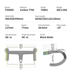 Vélo de route intégré en carbone TOSEEK T700, guidon de 28,6 mm, passage interne des câbles, aérodynamique, léger, confortable, cockpit de course personnalisé - Product Image 2