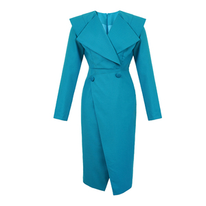ZYHT 50492 Abito Elegante <span class=keywords><strong>da</strong></span> Ufficio per Donna, Vestito a Tubino a Maniche Lunghe, Lunghezza Midi, <span class=keywords><strong>Abiti</strong></span> Blazer per Signore - Product Image 5