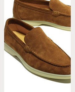 Mocassins en <span class=keywords><strong>daim</strong></span> pour hommes, chaussures décontractées à enfiler, bout rond, style minimaliste, semelle légère, coloris blanc, <span class=keywords><strong>beige</strong></span>, marron, marine, gris - Product Image 5