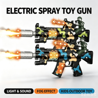 Pistolet Mitrailleur Électronique en Plastique Camouflage pour Garçons avec Lumières, Sons et Vibrations
