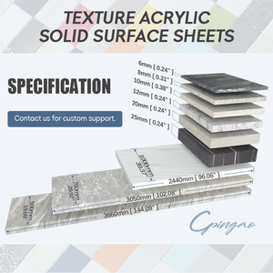 Cpingao nhà máy sửa đổi tấm Acrylic 12mm dày bề mặt rắn tấm nuôi cấy Đá Cẩm Thạch tắm Đá Cẩm Thạch tắm bảng điều khiển - Product Image 2