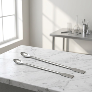 Cucchiaio da Laboratorio in Acciaio Inox, Spatola <span class=keywords><strong>a</strong></span> Doppia Estremità per Campionamento e Miscelazione di Reagenti Chimici - Product Image 1