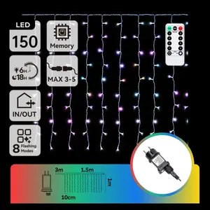 Striscia LED RGBY Collegabile, 150 LED, +1,5m, Uso Decorativo per Interni ed Esterni, Ideale per Feste e - Product Image 1
