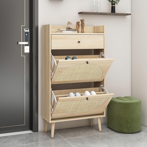 Armoire de rangement d'entrepôt en bois simple rotin râteau à chaussures maison chambre salle de bain extérieur parc centre commercial Villa entrée salon - Product Image 4